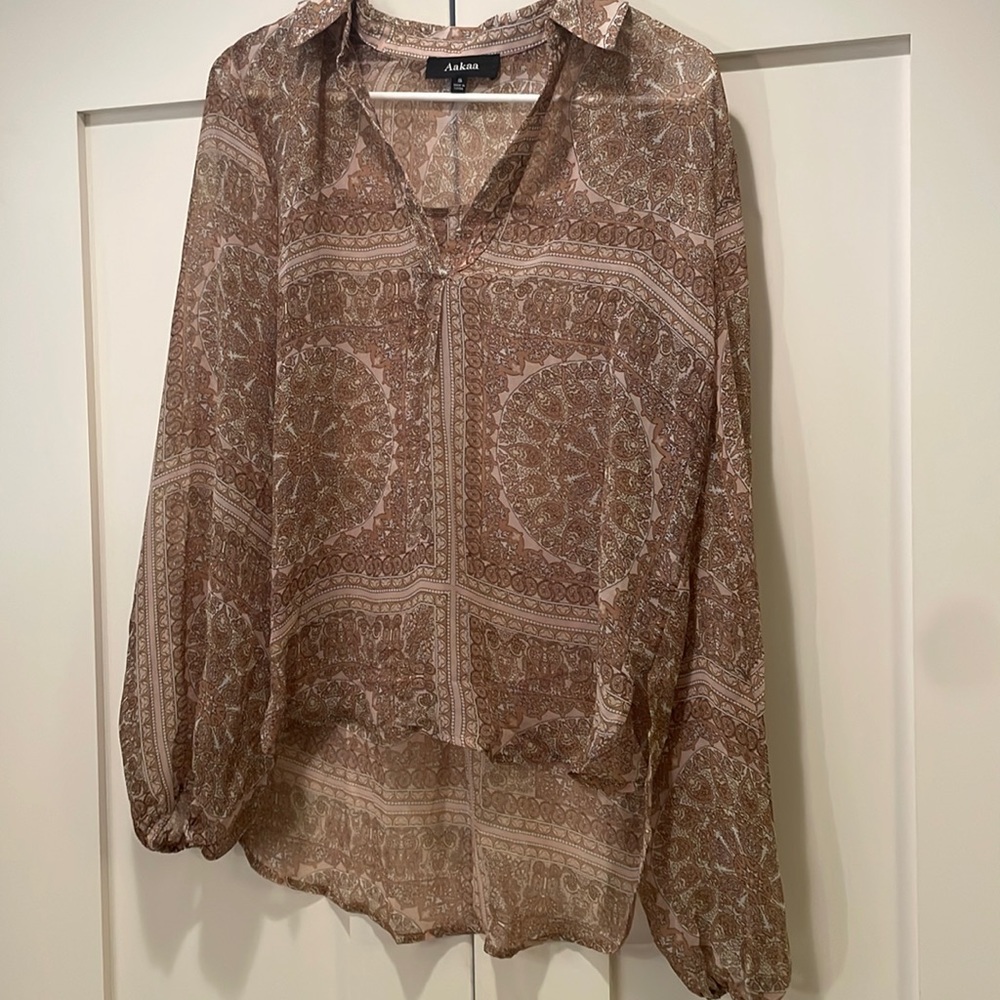 Printed sheer blouse